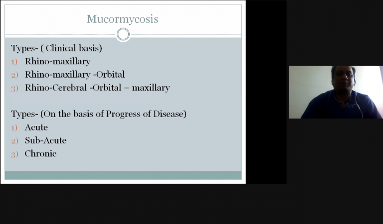 Dr. Vipin Dehane discussing about the types of mucormycosis