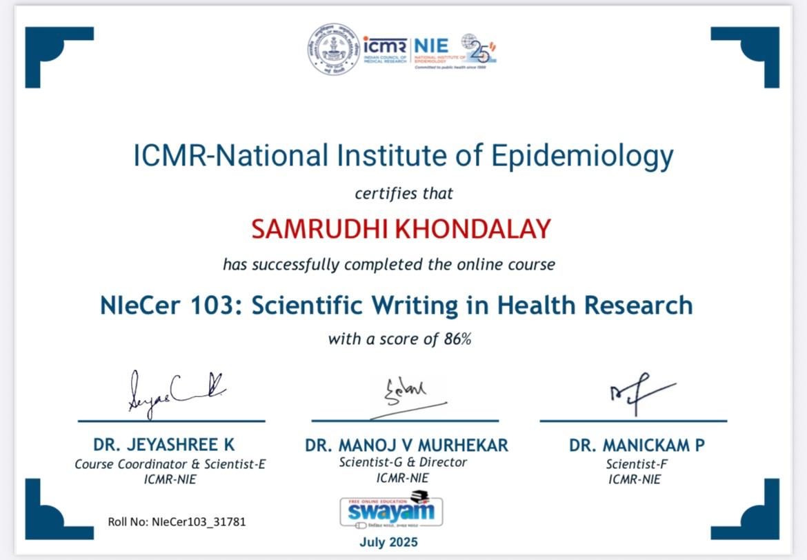 Dr. Samrudhi Swayam July 2025