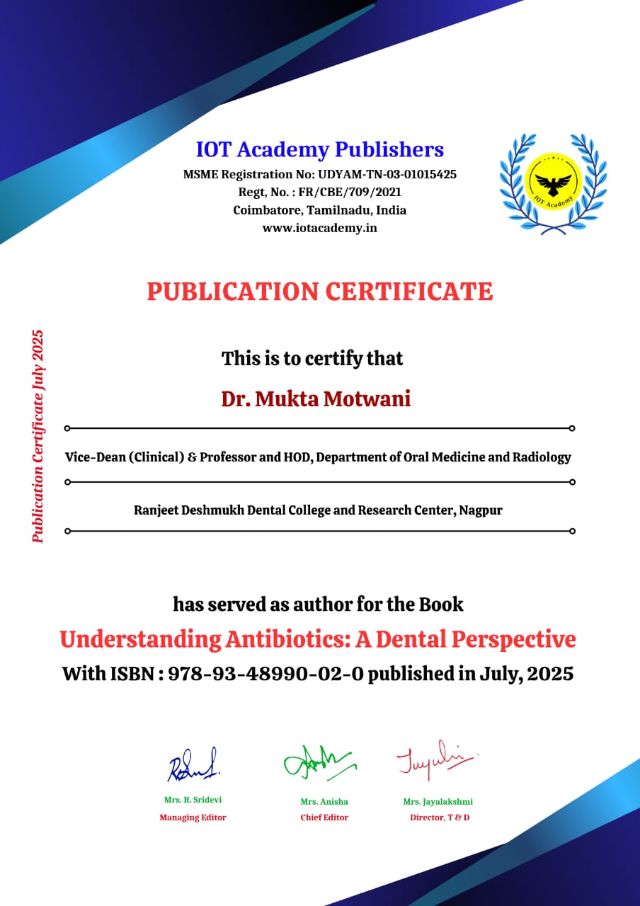 Dr. Motwani publication certificate